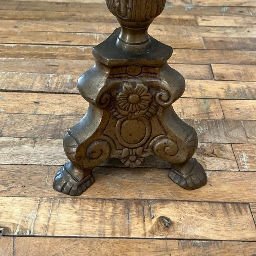 Antique Brass Ornate Candle Holder 23" Tall Baroque Style - Picture 2 of 12